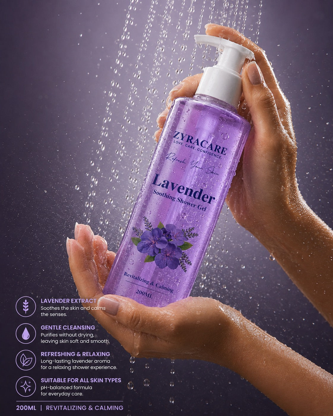 Lavender Soothing Shower Gel 200ML | ZYRACARE